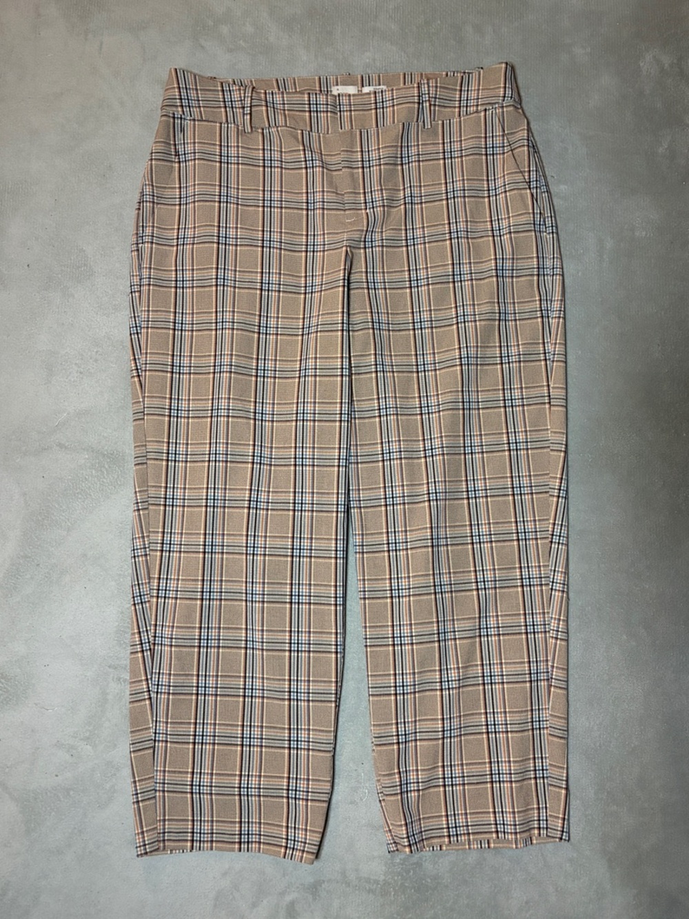 a new day Beige Plaid Dress Pants with Blue Accents